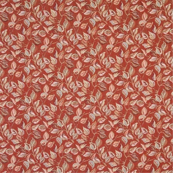 Designer Fabrics 54 in. Wide Red- Pink And Green- Floral Leaves Tapestry Upholstery Fabric F912 - main